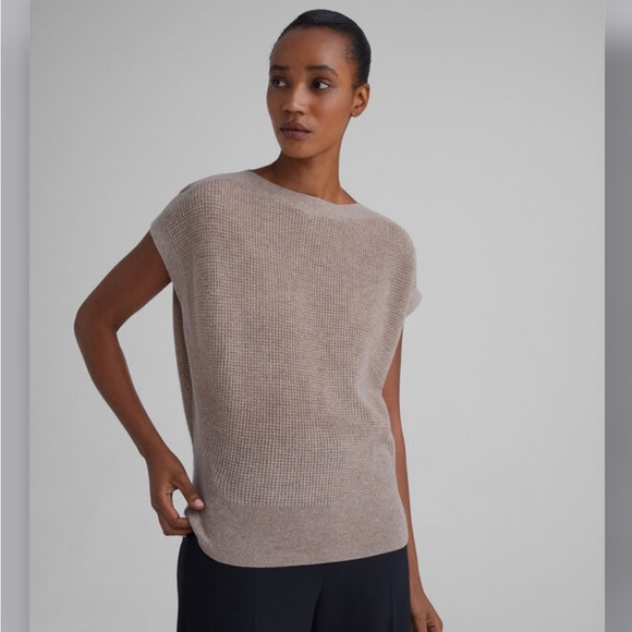 BNWT Club Monaco Cashmere Waffle Knit Sweater in Taupe Sz XL